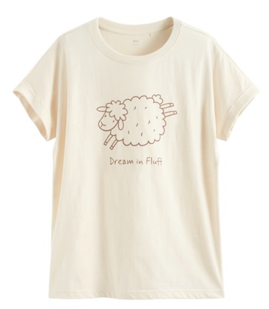 竹節棉寬鬆動物印花T恤-女