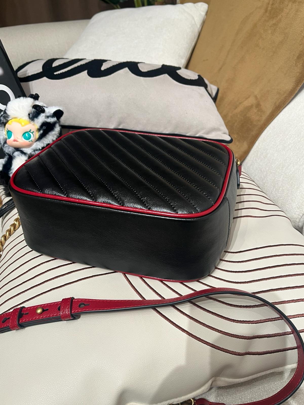 Gucci GG Marmont Matelassé Bag, vanity Camera Bag Bamboo Top Handle 2way bag 100%Authentic ,98%new ✅dust bag