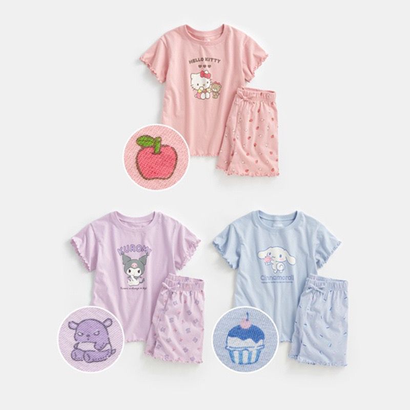 $65套。2套起$55套。女童卡通薄款2件套