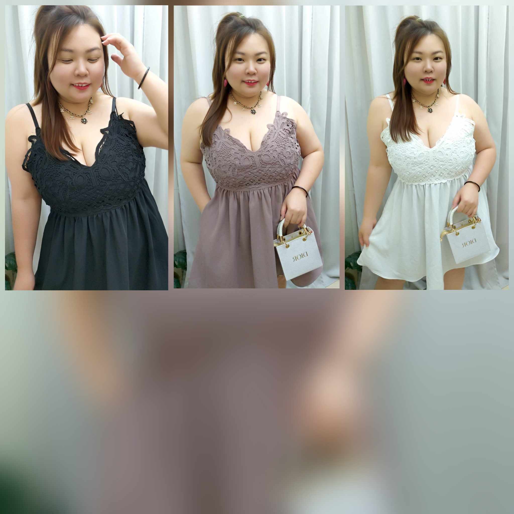 TW#603525 胸前筒花设计吊带连衣裙