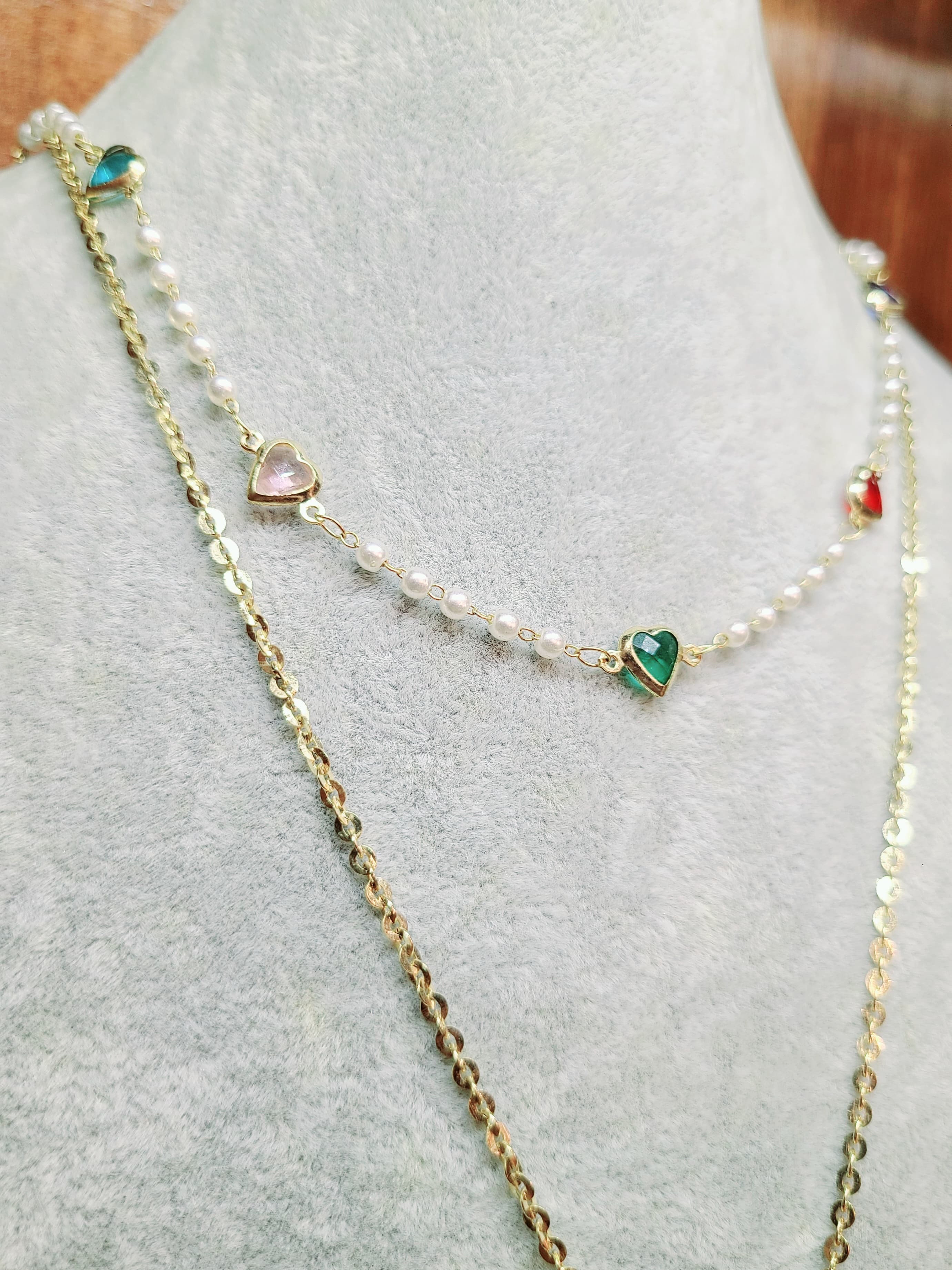 Vintage Dior 哨子吊墜配upcycling 心型珍珠雙層包金頸鍊