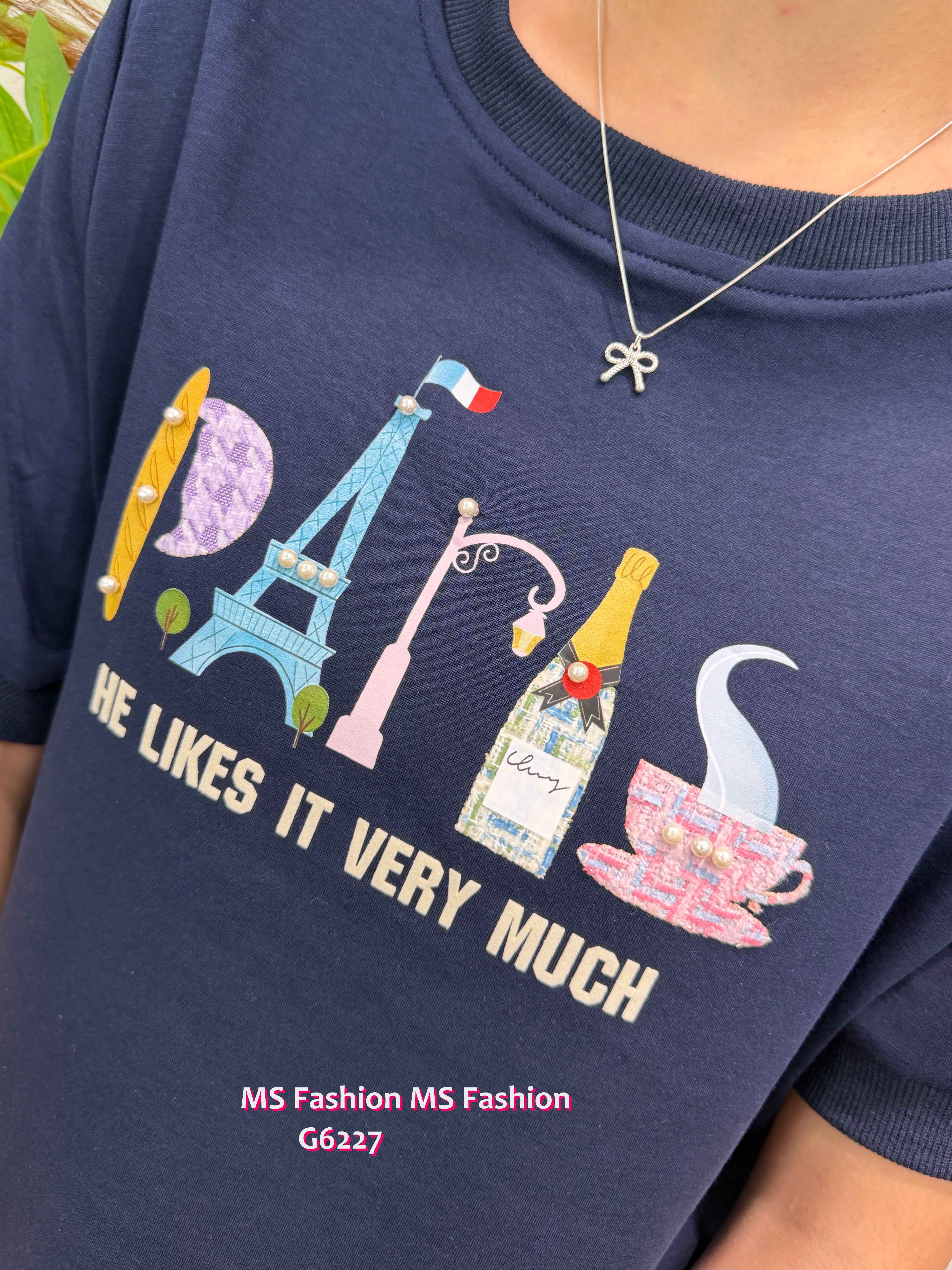 G6227 韓國🇰🇷PARIS字母print top