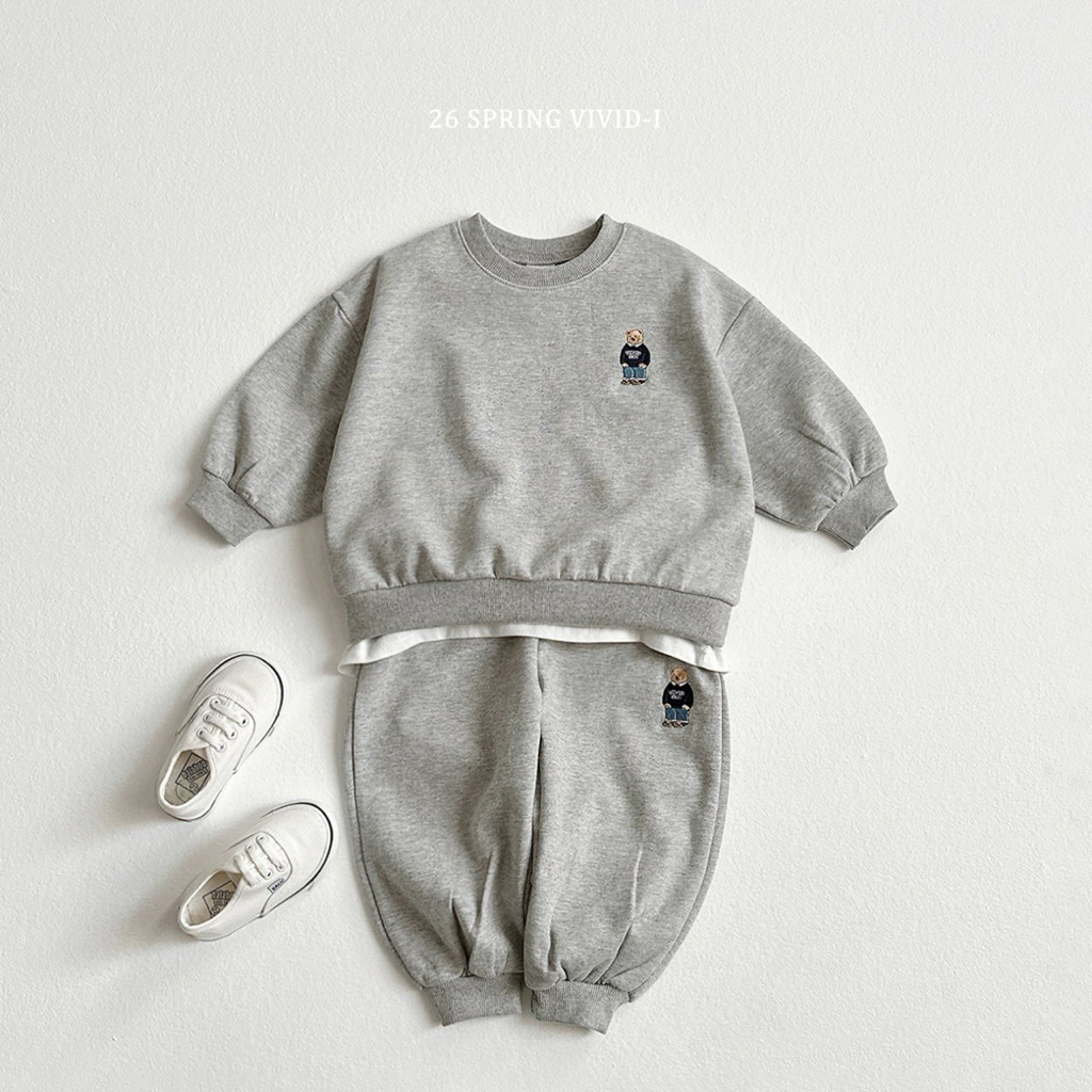 🌸預訂 韓國直送🌸🇰🇷VIVIDI四色標誌性小熊刺繡長袖上下套裝