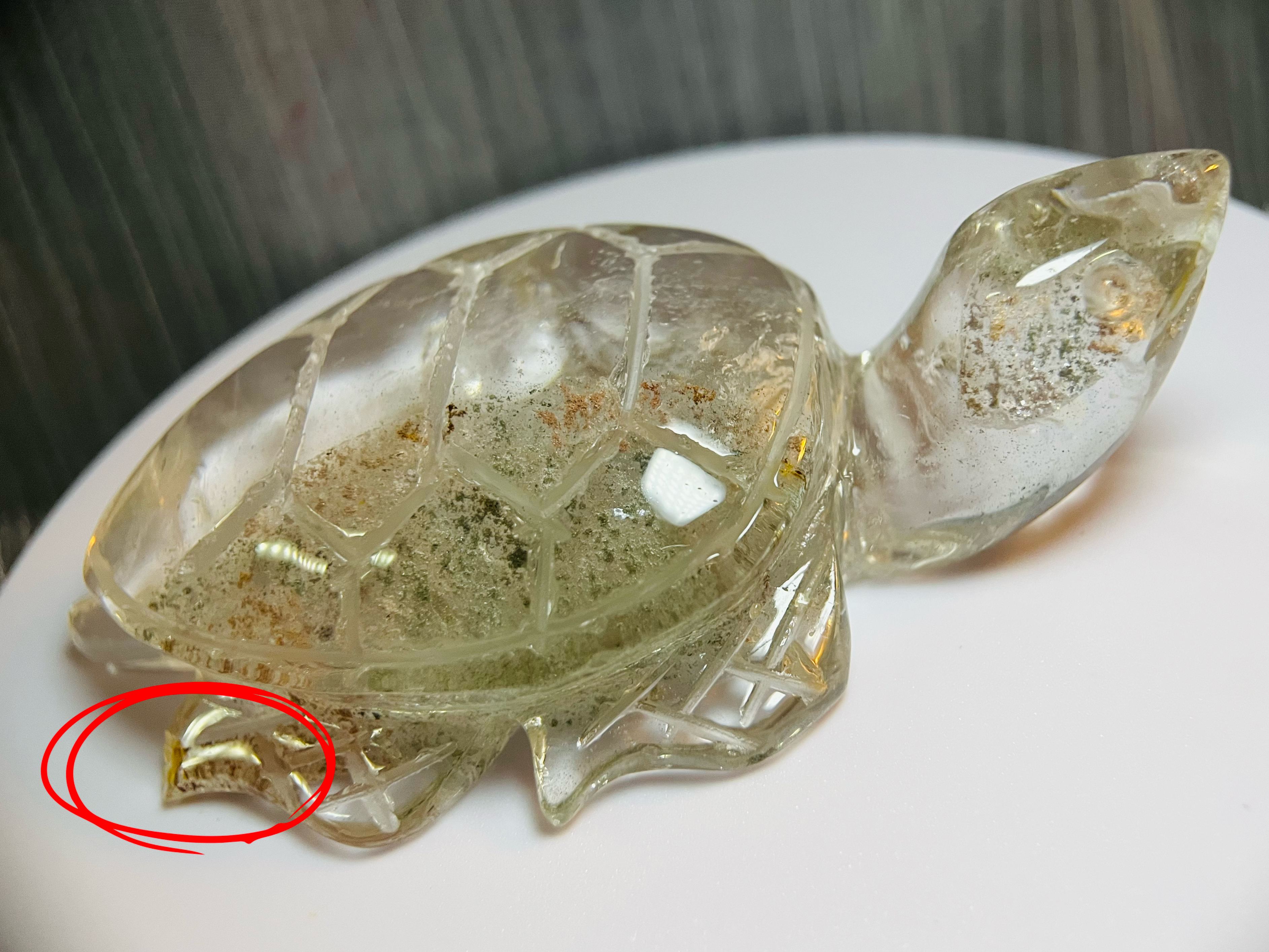 ⛓️‍💥微瑕疵⛓️‍💥29DE173 擺件｜烏龜🐢｜白水晶綠幽靈紅幽靈共生