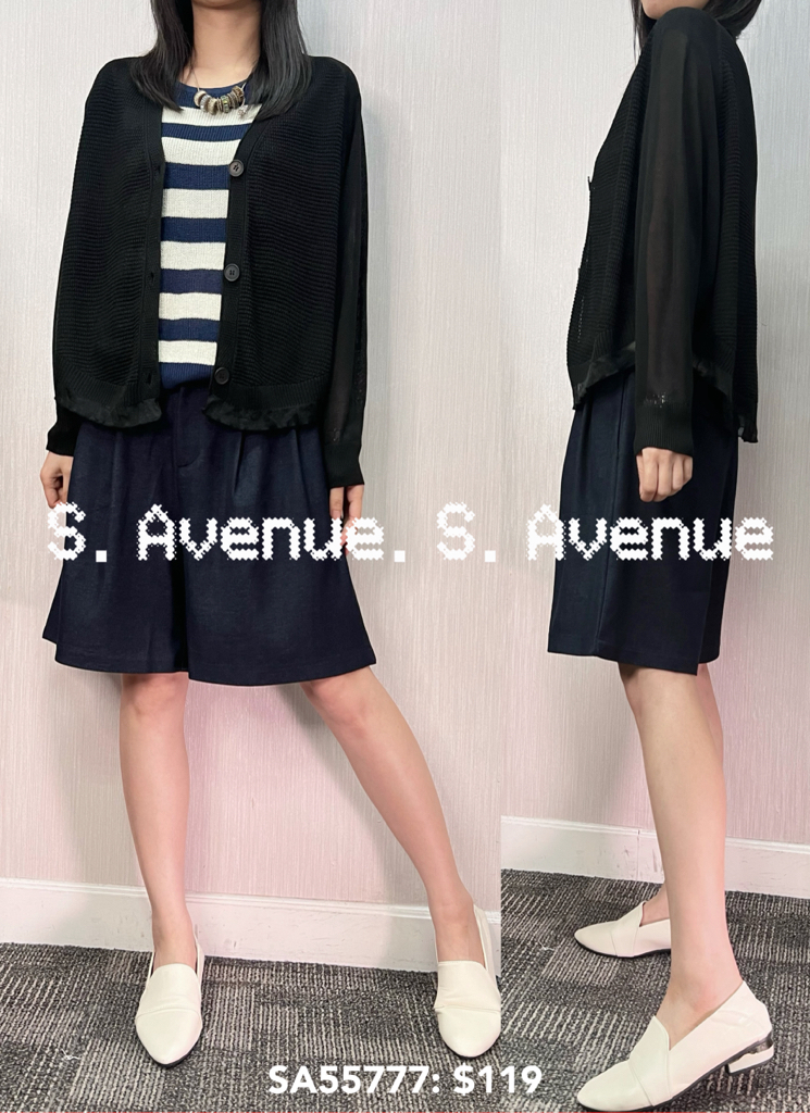 SA55777: 長袖有鈕下紗小蝙蝠線外套