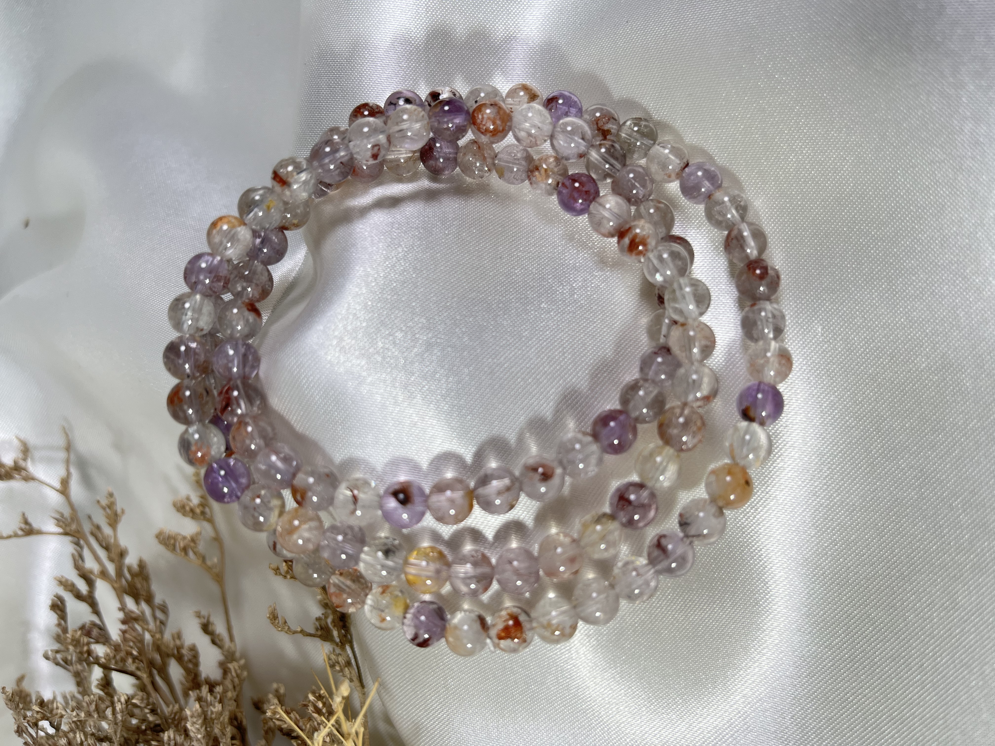 紫骸骨三圈（極光與閃靈鑽共生石） 5mm+