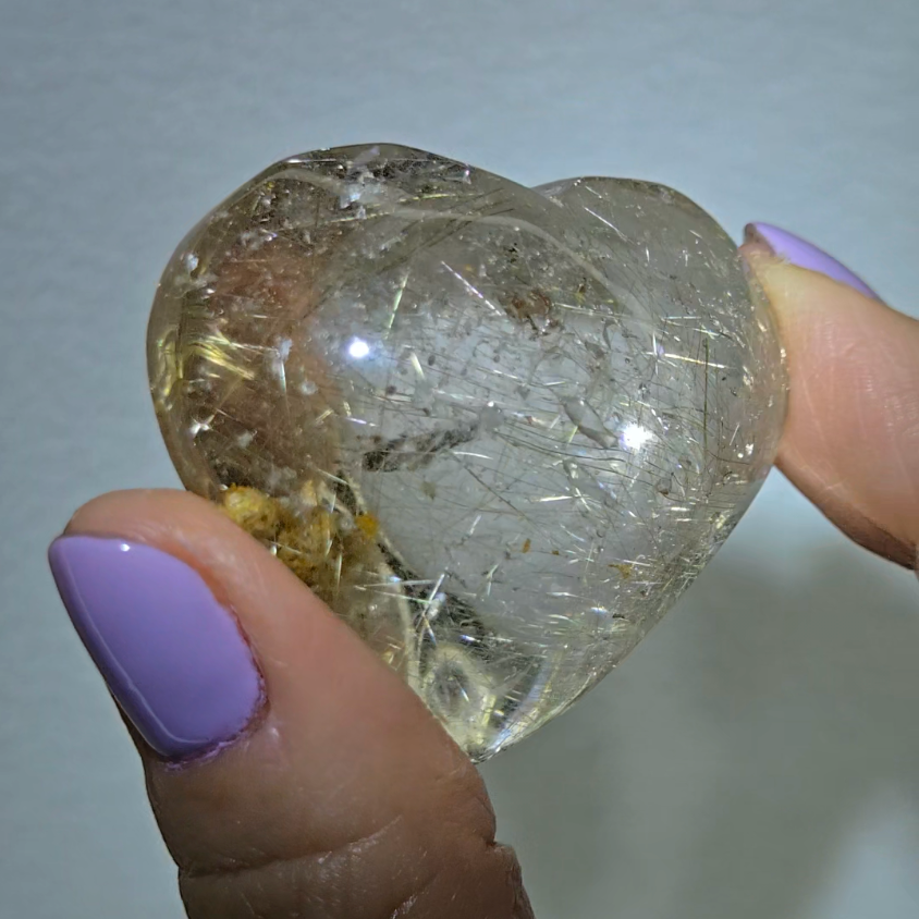 Golden fireworks rutilated quartz heart - RT715