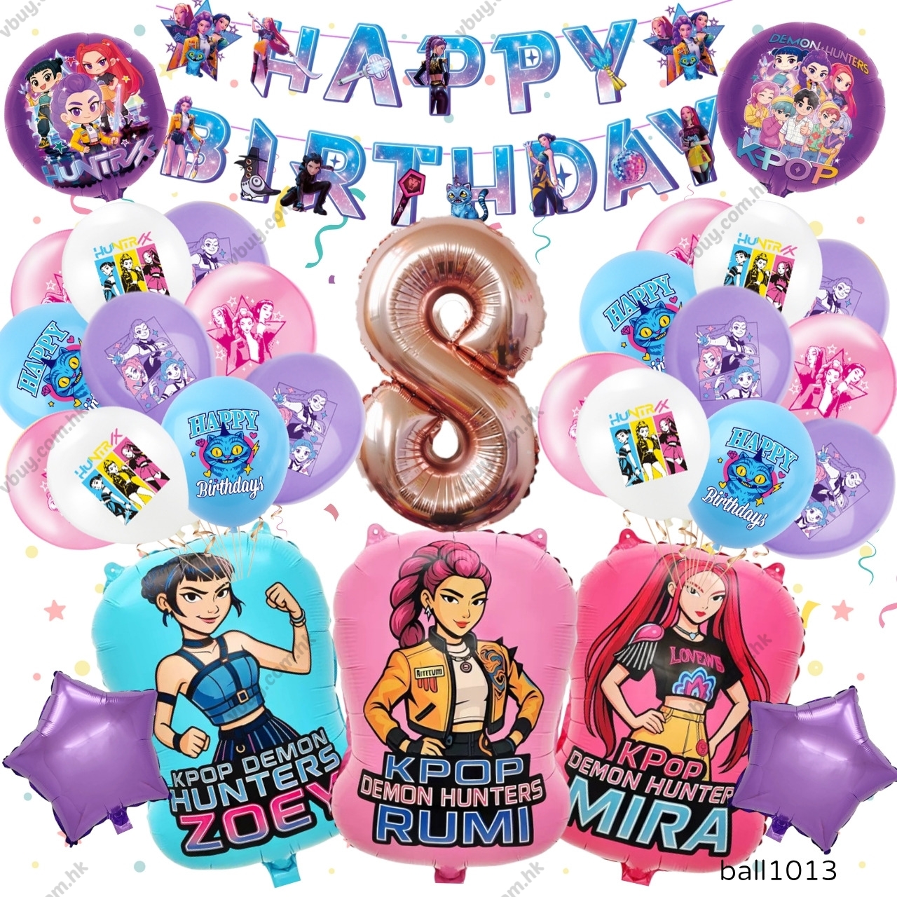 KPOP Demon Hunters獵魔女團生日氣球套裝 Rumi Mira Zoe 女團主題派對裝飾 數字氣球 生日佈置 ball1013 