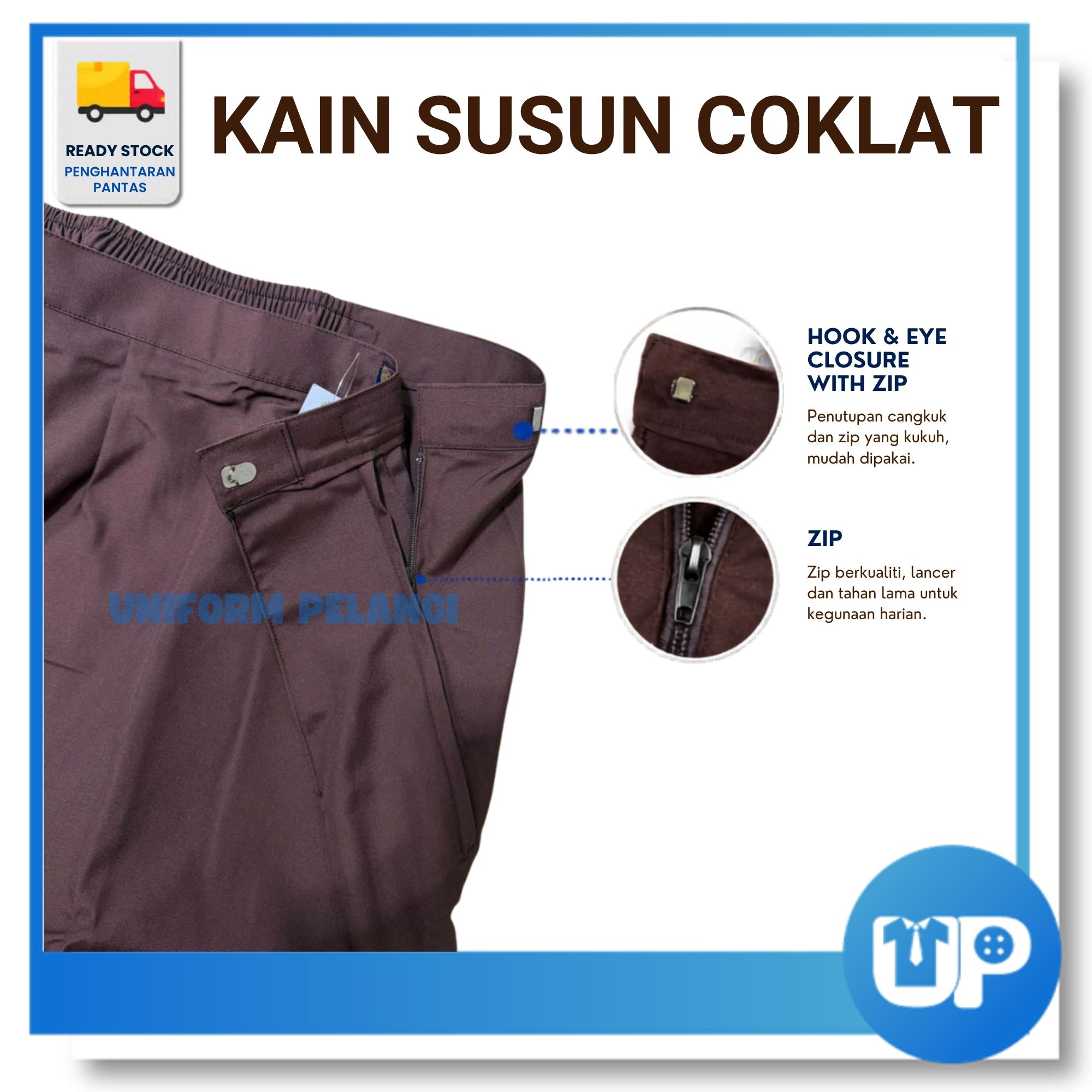 Falcon MRSM Kain Susun Coklat Sekolah Menengah Cotton School Uniform