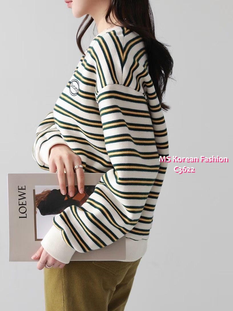 C3622 韓國🇰🇷靚色橫間衛衣