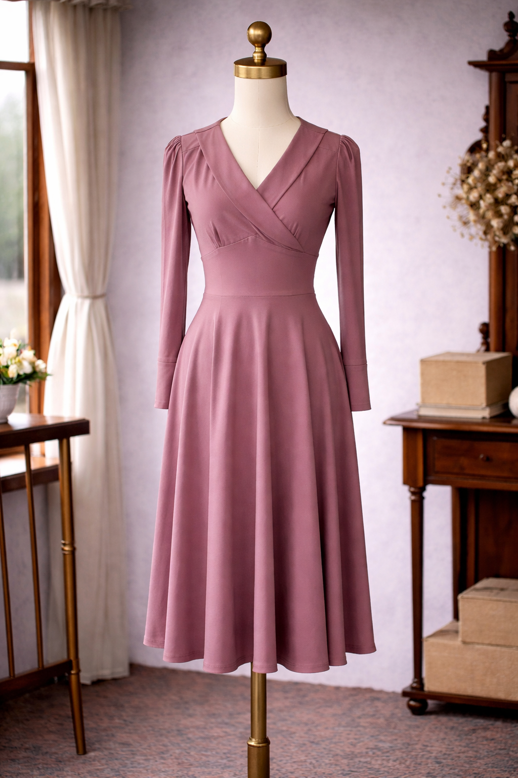 (Last XS) 1940s War Time Romance Swing Dress (FM076)