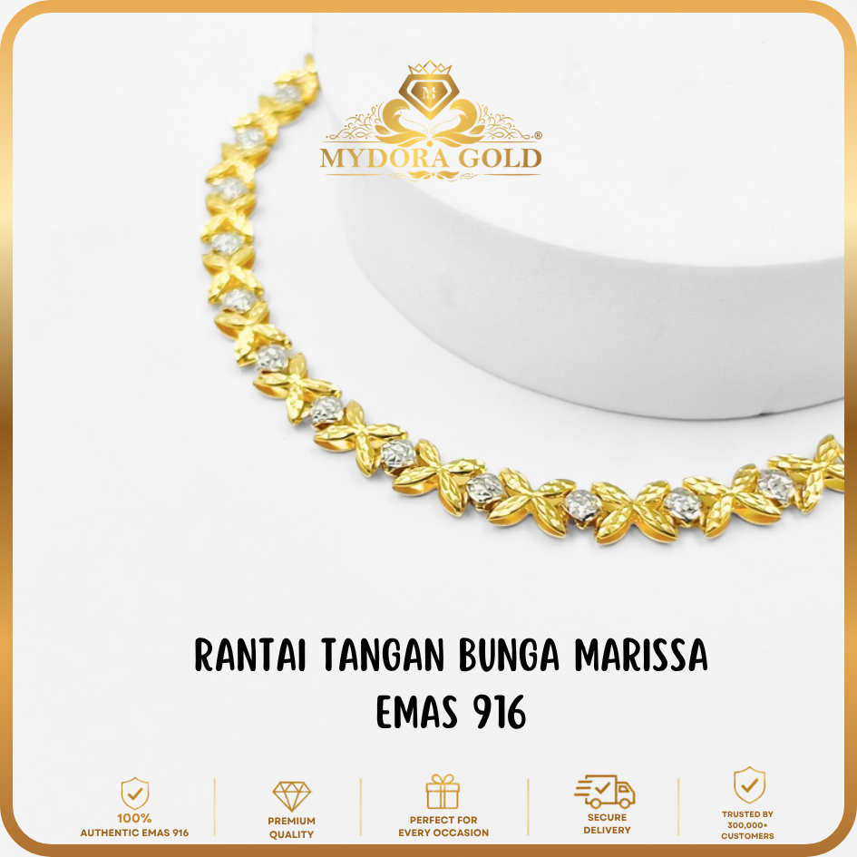 MYDORA Rantai Tangan Bunga Marissa l EMAS 916/22K