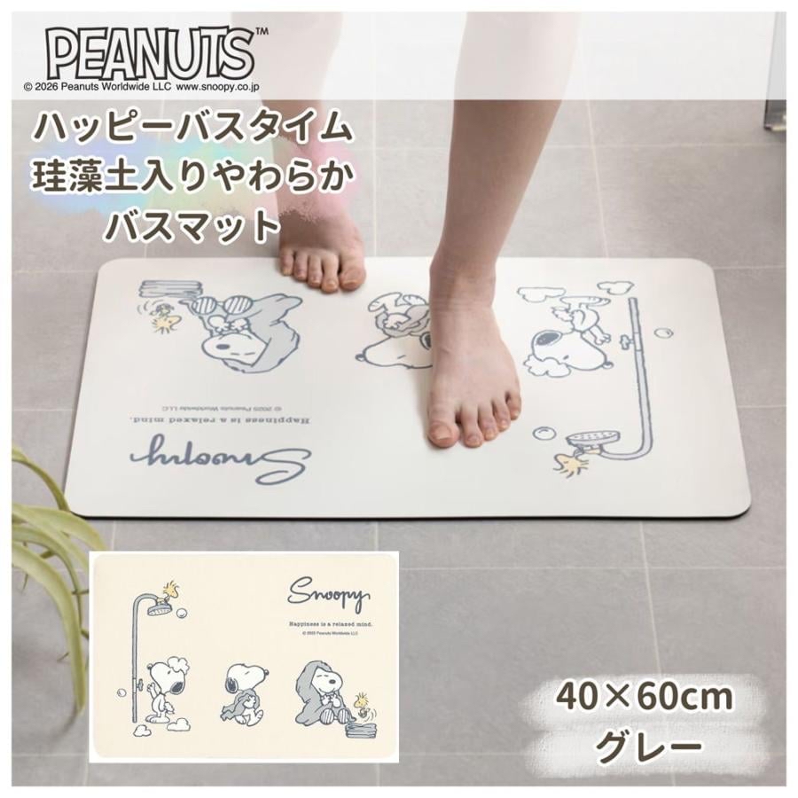 日本直送Miffy snoopy 40×60cm 硅藻土吸水地氈  抗菌消噪