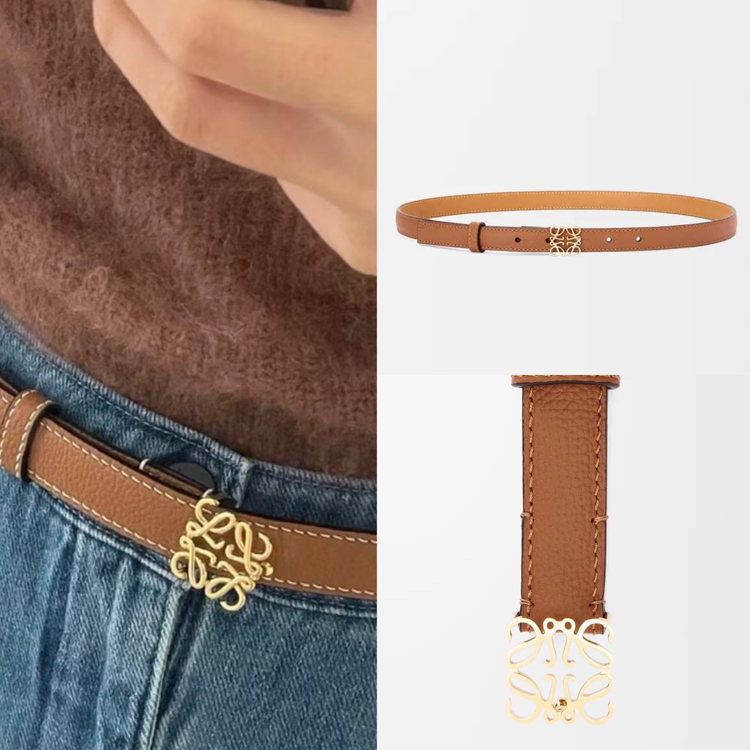 折扣✨訂貨📮Loewe經典款Anagram 2cm belt  金棕 Size 70/75/80/85/90/95/105cm 