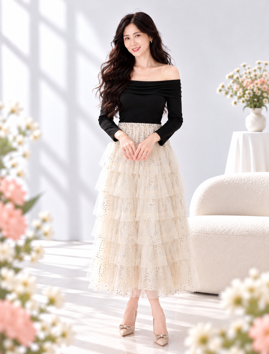 5176 Noir Enchantress Midi Dress