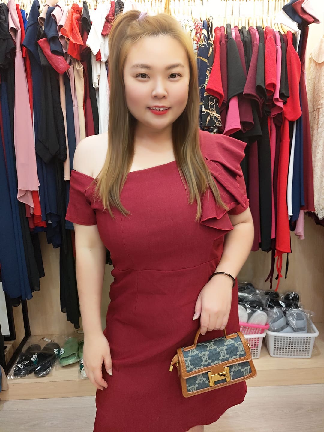 TT380 🔥特价🔥斜肩吊带露肩短礼服