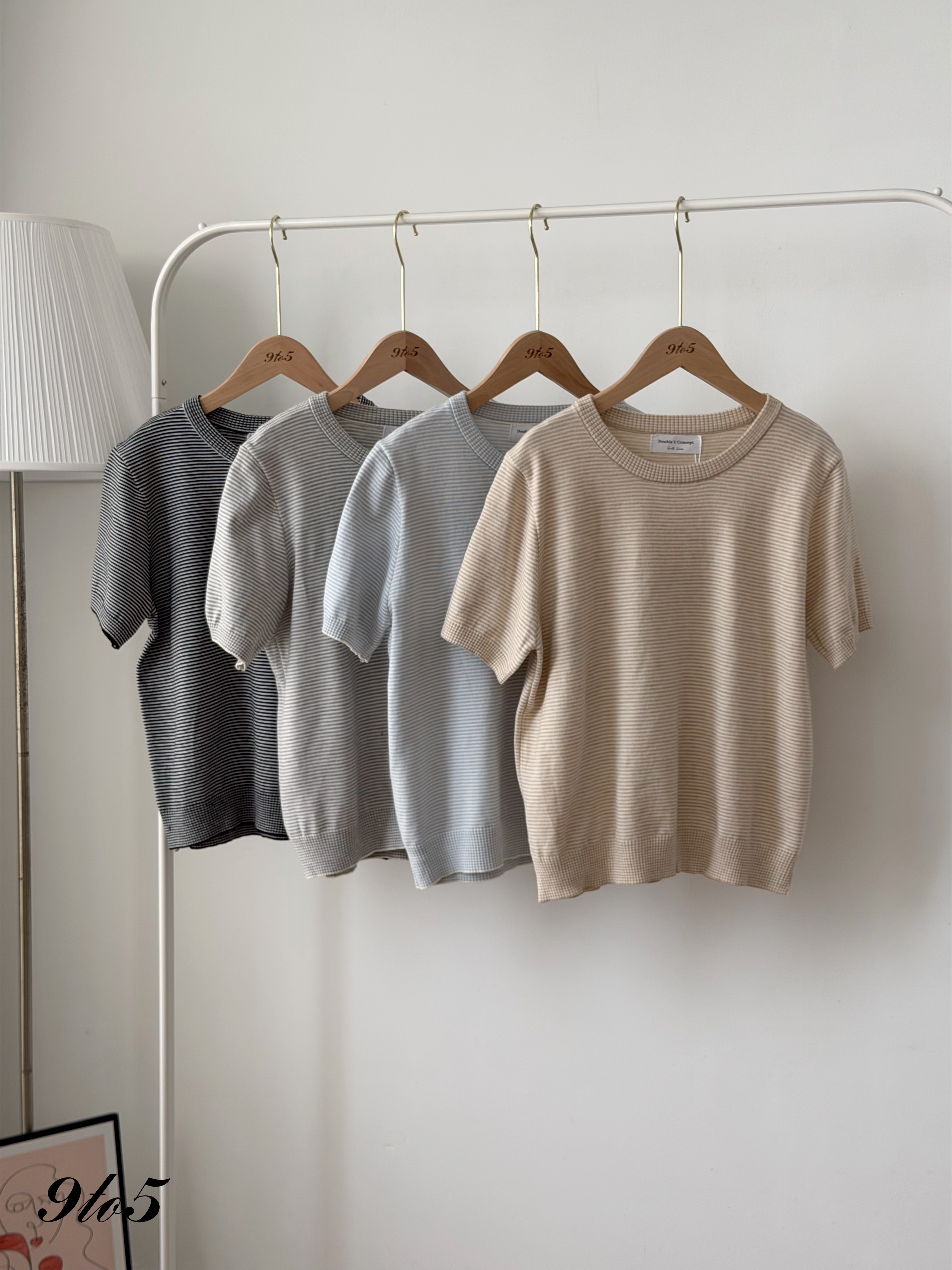 T4453 Round Neck Striped Knit Top - 4 Colors