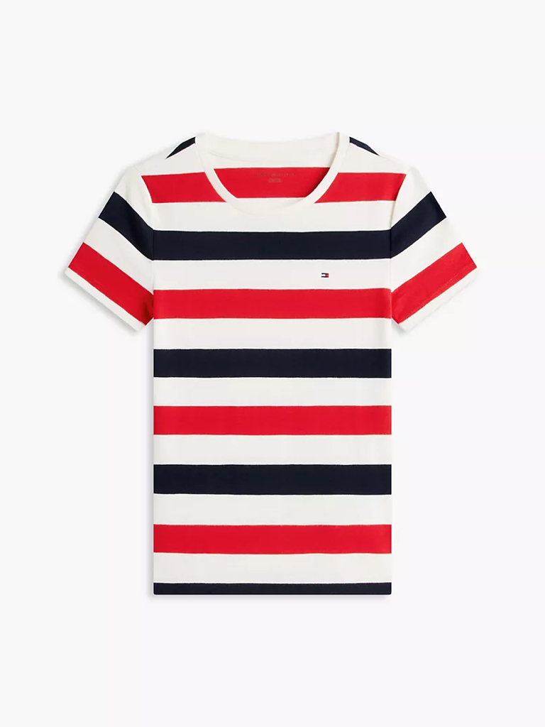 Tommy 女款間條圓領T恤
