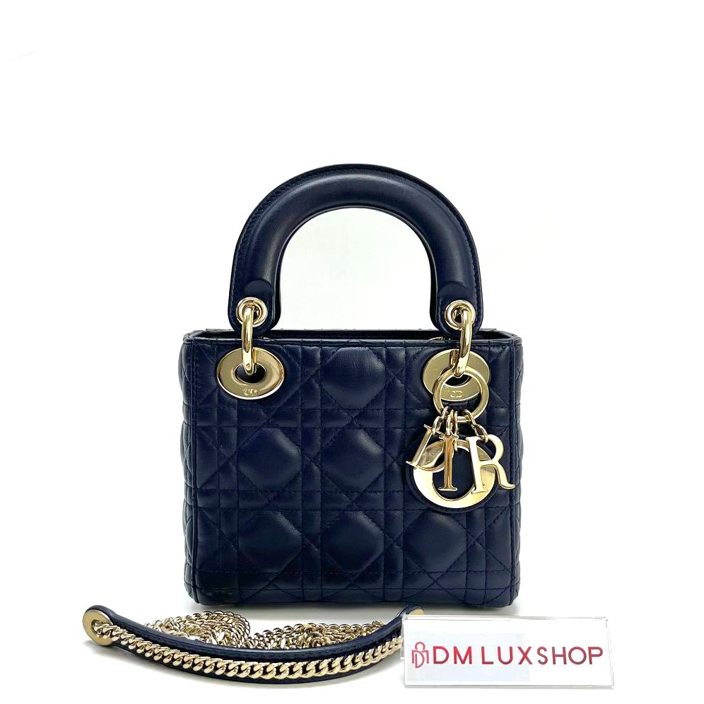 Dior LadyDior Mini Navy Blue GHW