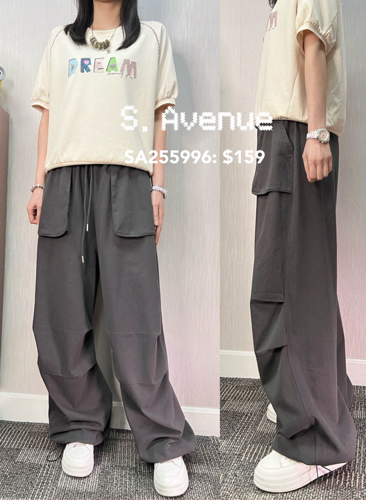 SA255966: 橡筋腰前立體方袋下有撍型款休閑褲