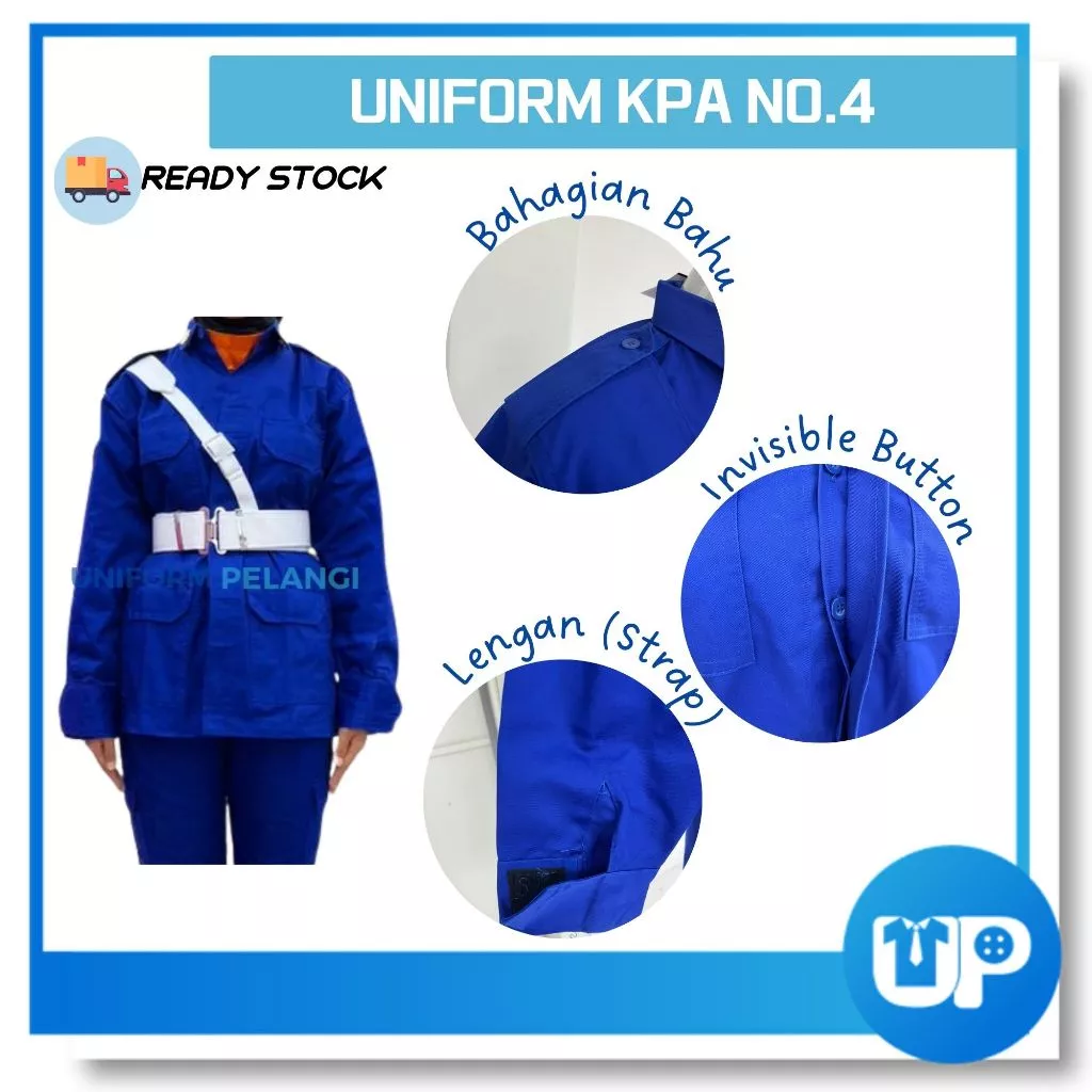 Uniform KPA No 4 Kaspa Biru Kemeja Lengan Panjang Long Sleeve Sekolah Kokurikulum K.P.A NO.4 民防