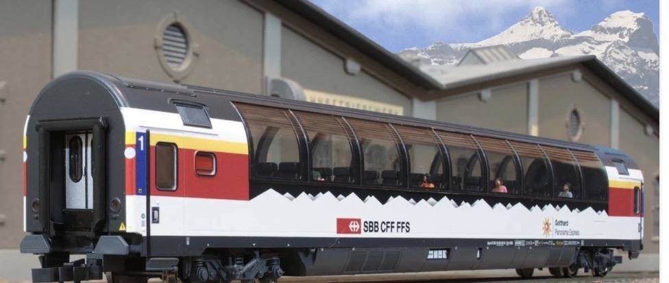 Roco HO 全景旅行車「Gotthard」Apm 61 85 10-90 100-2 CH-SBB 附 Preiser 人偶