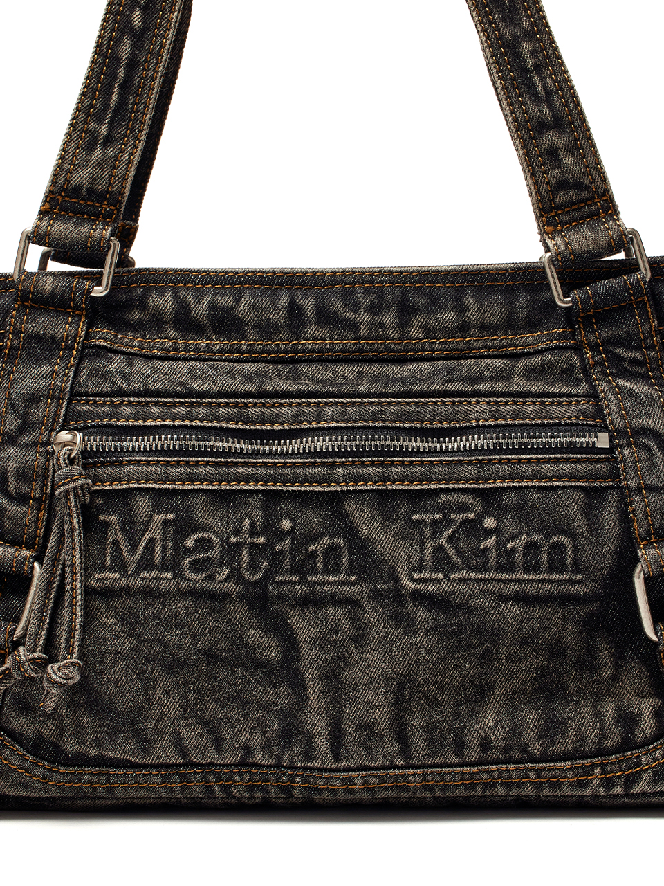 MATIN WASHED DENIM SQUARE BAG IN BLACK