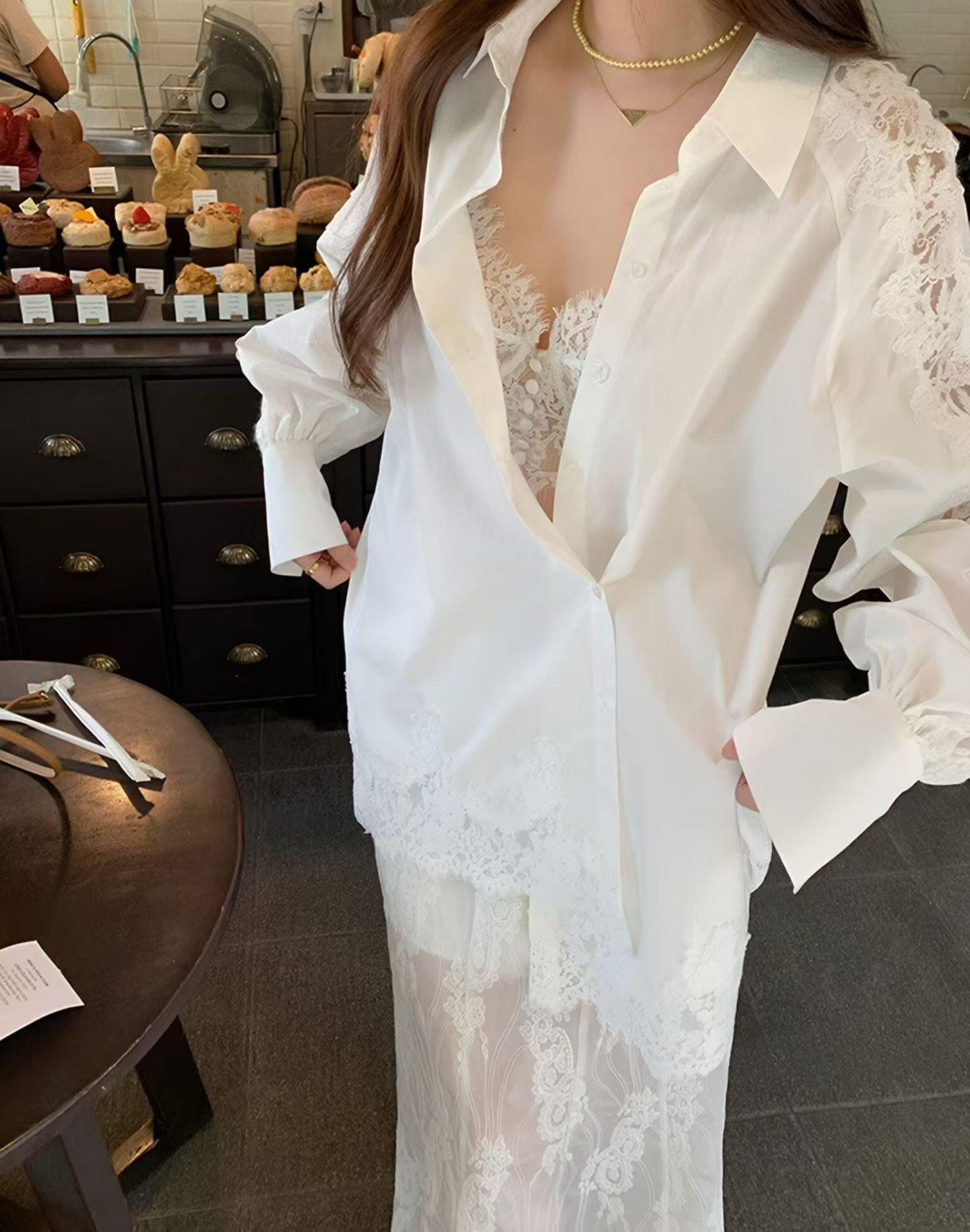 1777 White Tea Lace Set 白茶蕾丝套装 *不包含吊带内搭