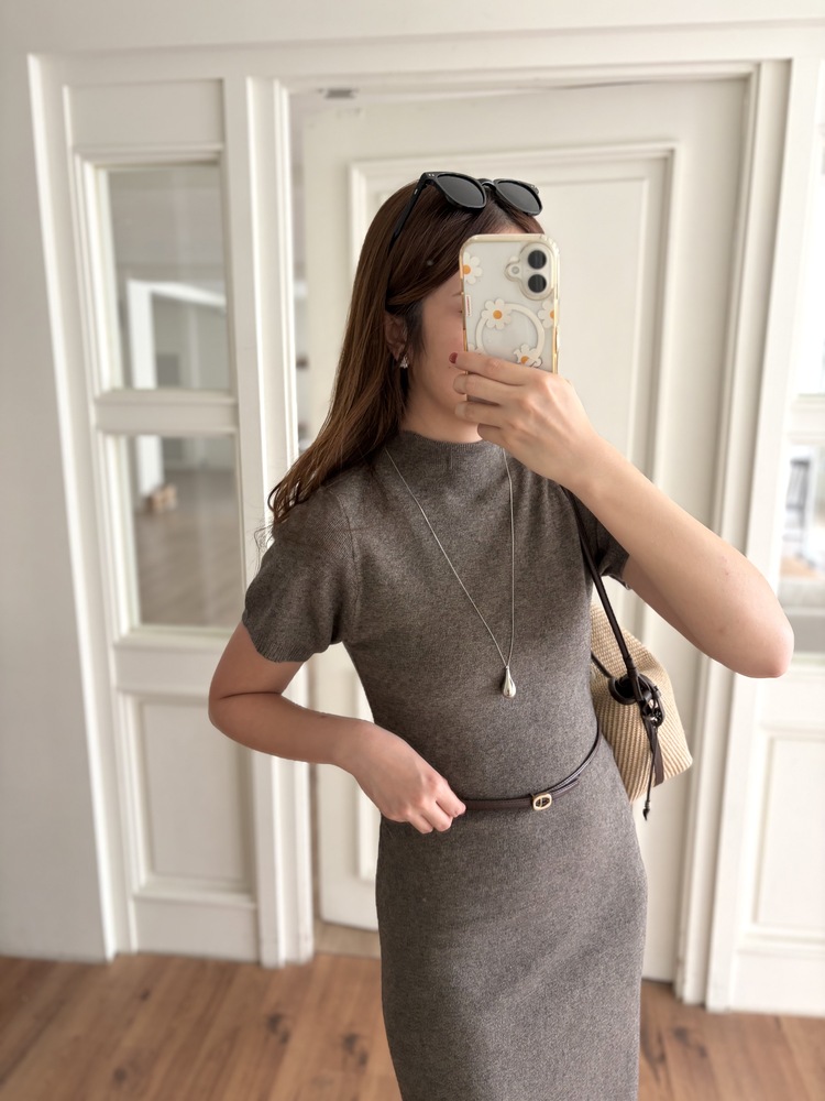 Timeless Belted Knit Dress (Brown)