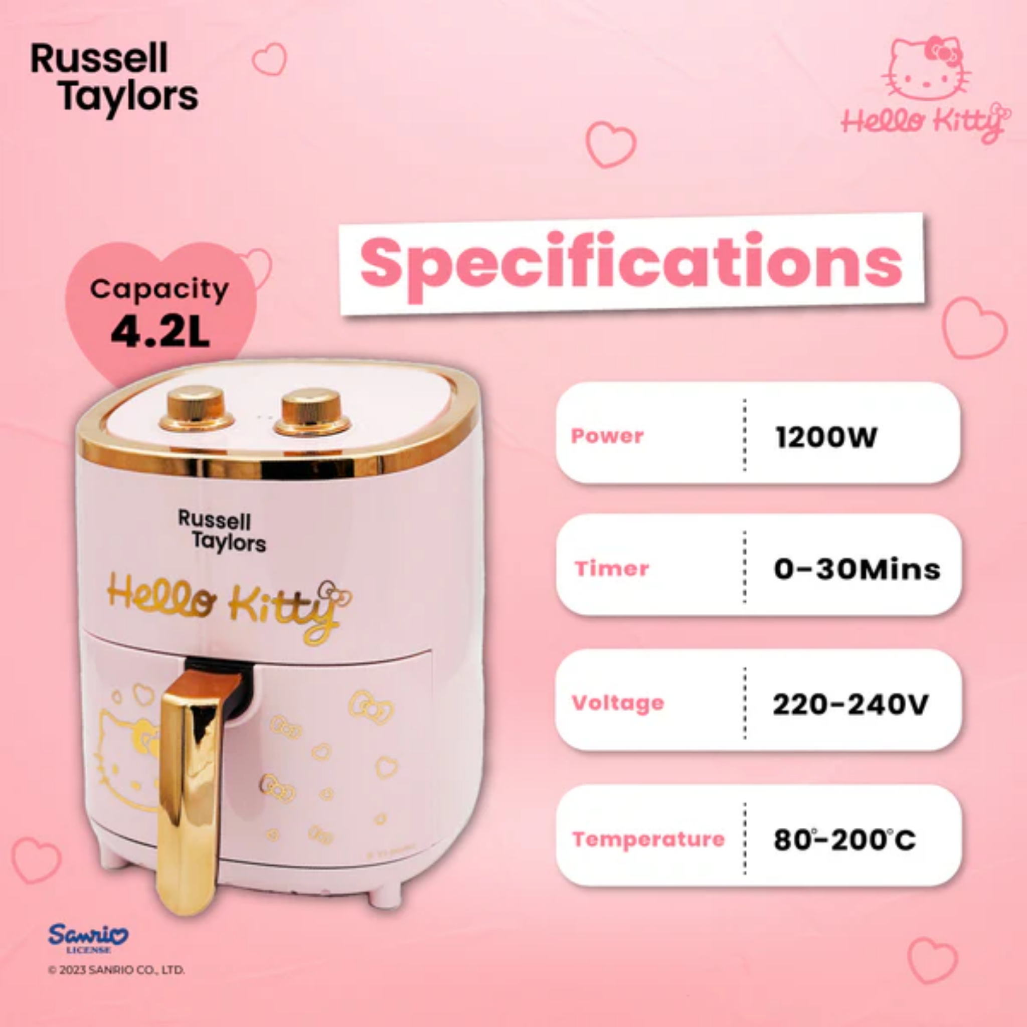 Russell Taylors 4.2L Hello Kitty Air Fryer (Z1-HK)