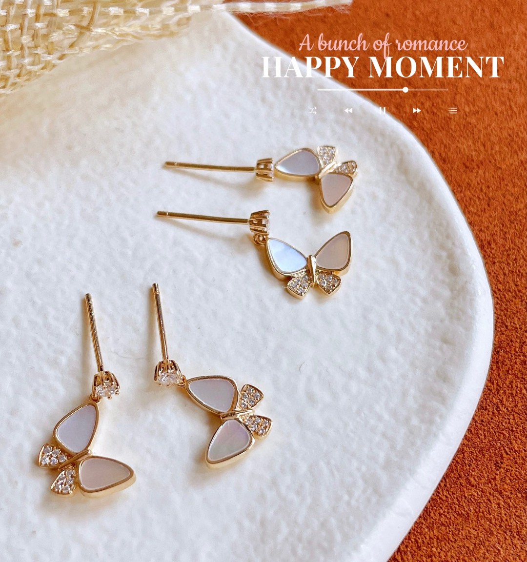 18K Mother of Pearl Diamond Earrings 