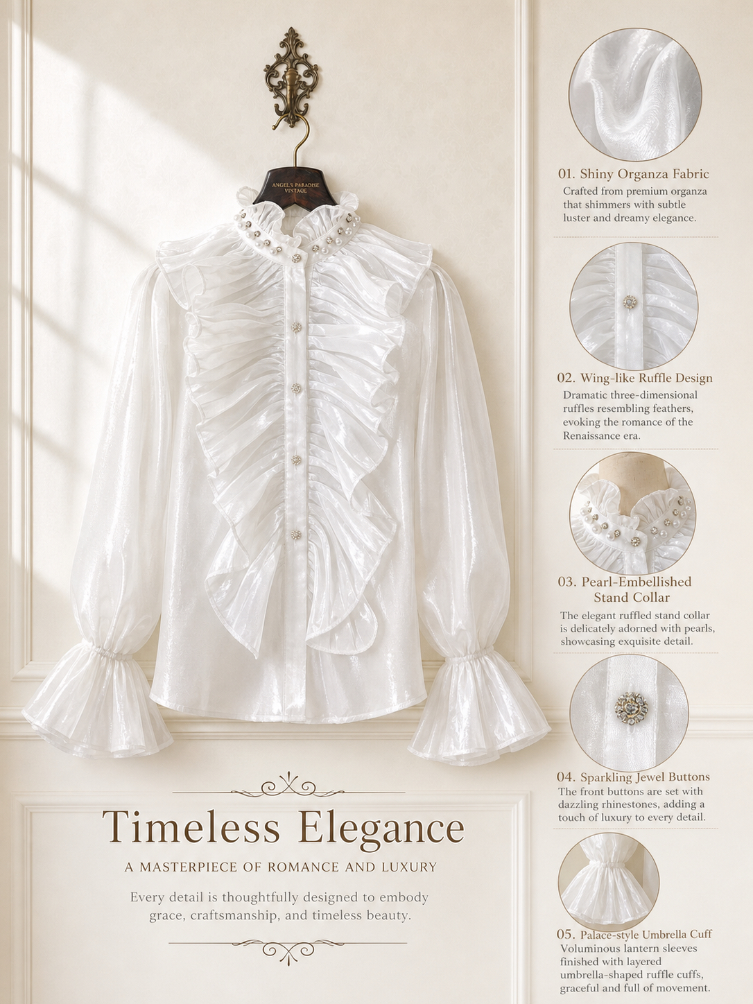 維多利亞夢幻壓摺舞台劇女主角襯衫 Victorian Dream Pleated Prima Donna Blouse