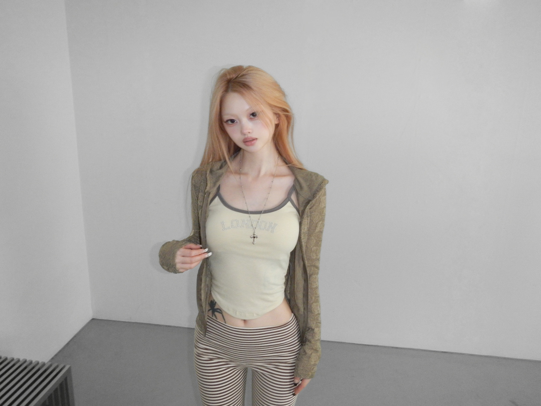 Floral Lace Zip-Up Hoodie
