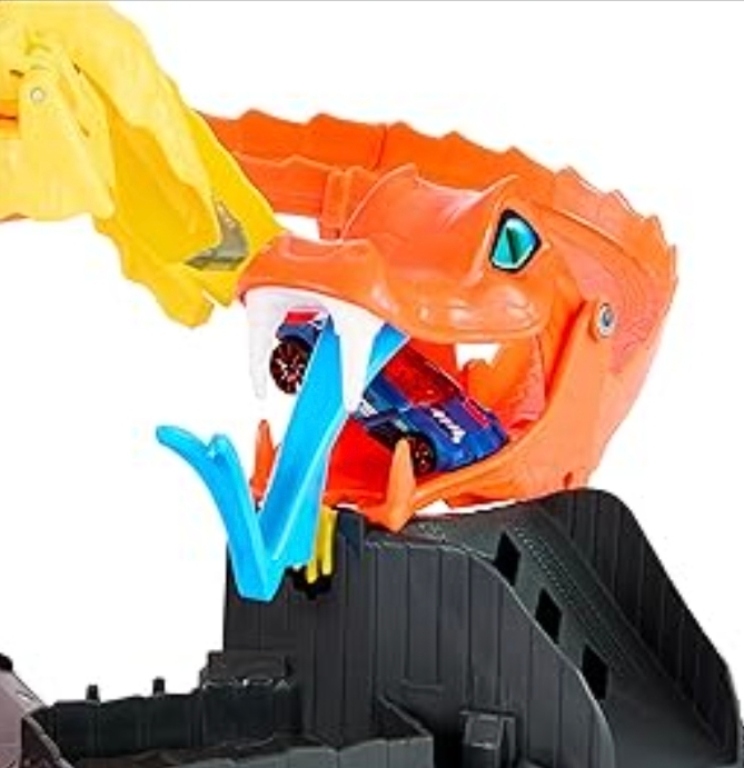 Hot Wheels眼鏡蛇攻擊賽道玩具 1:64車軌套裝 男孩怪獸賽車軌道冒險玩具禮物