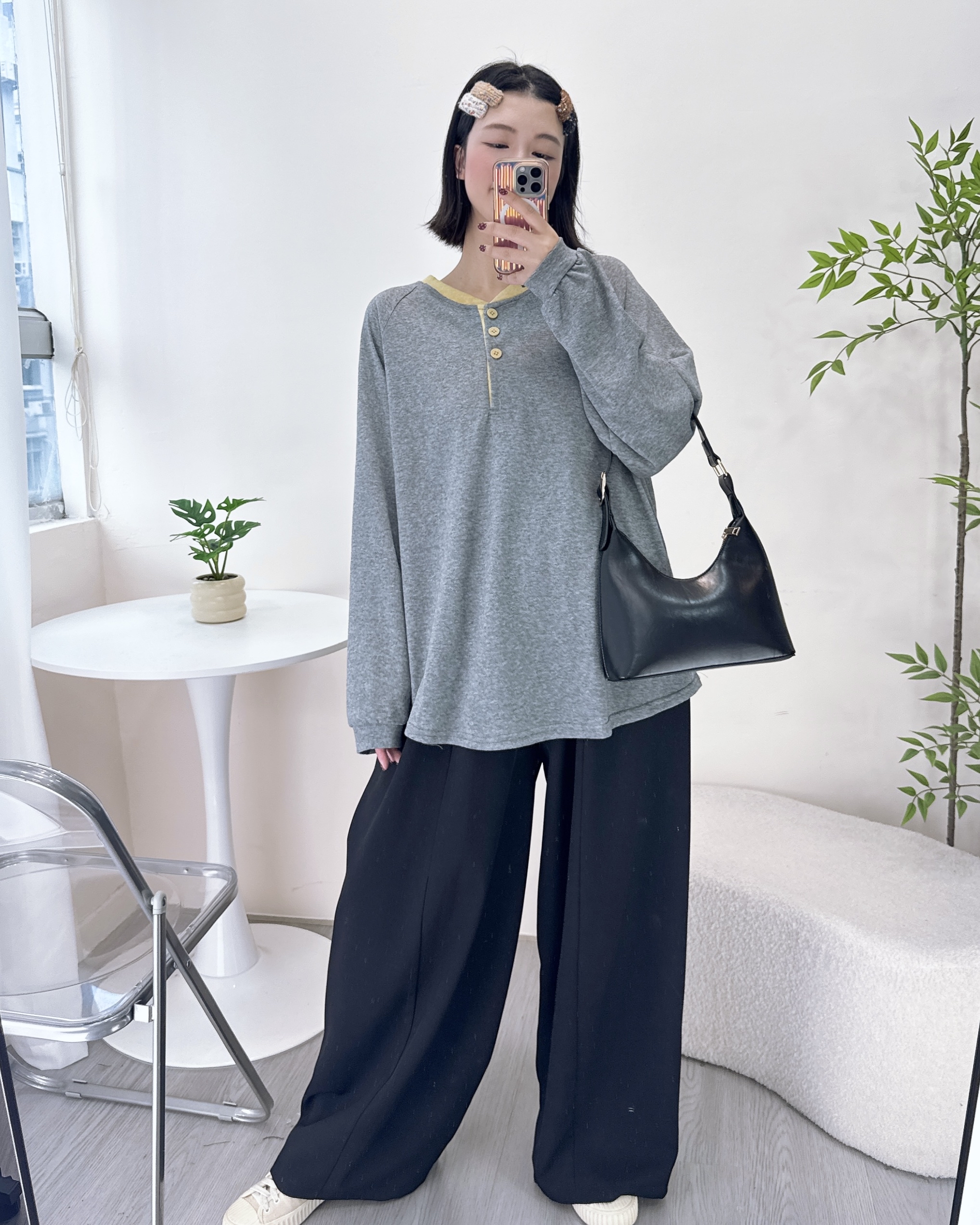 寬鬆薄身鈕扣長上衣 3色