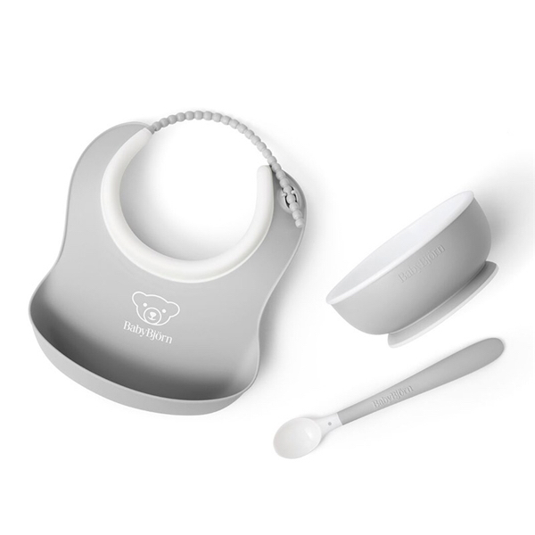 🇯🇵預訂 日本直送🇯🇵BabyBjörn灰色嬰兒餵食圍兜餐具三件套裝