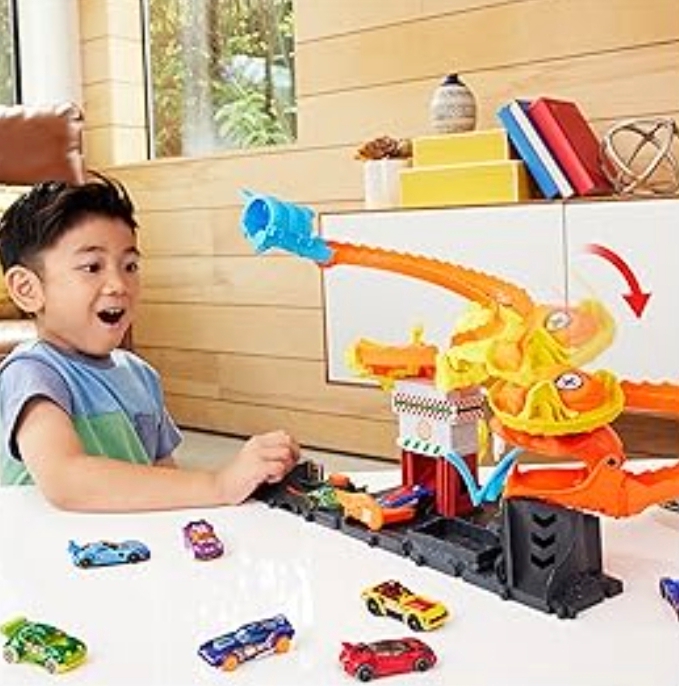 Hot Wheels眼鏡蛇攻擊賽道玩具 1:64車軌套裝 男孩怪獸賽車軌道冒險玩具禮物