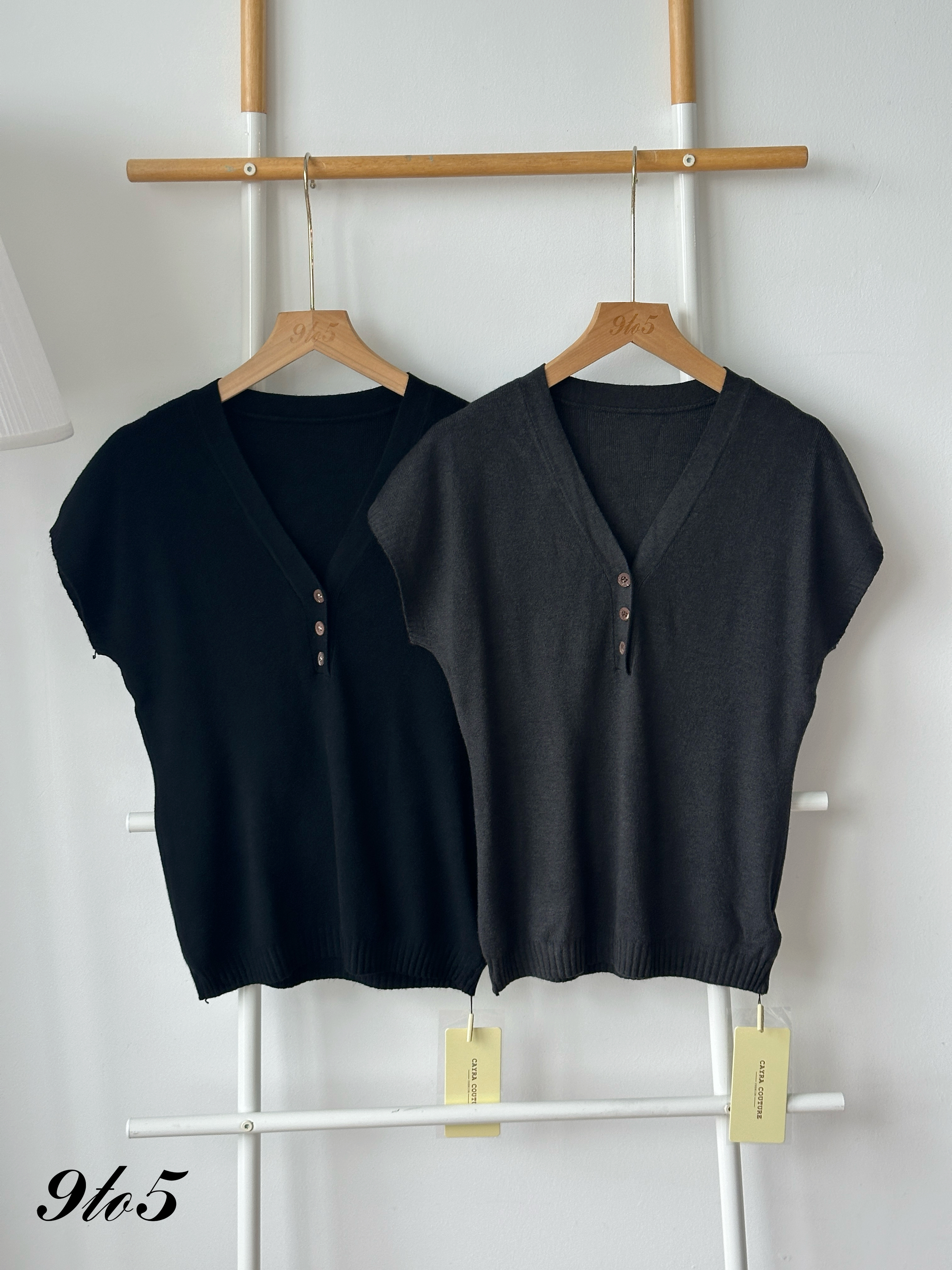 T4334 V Neck Knit Top - 3 Colors 