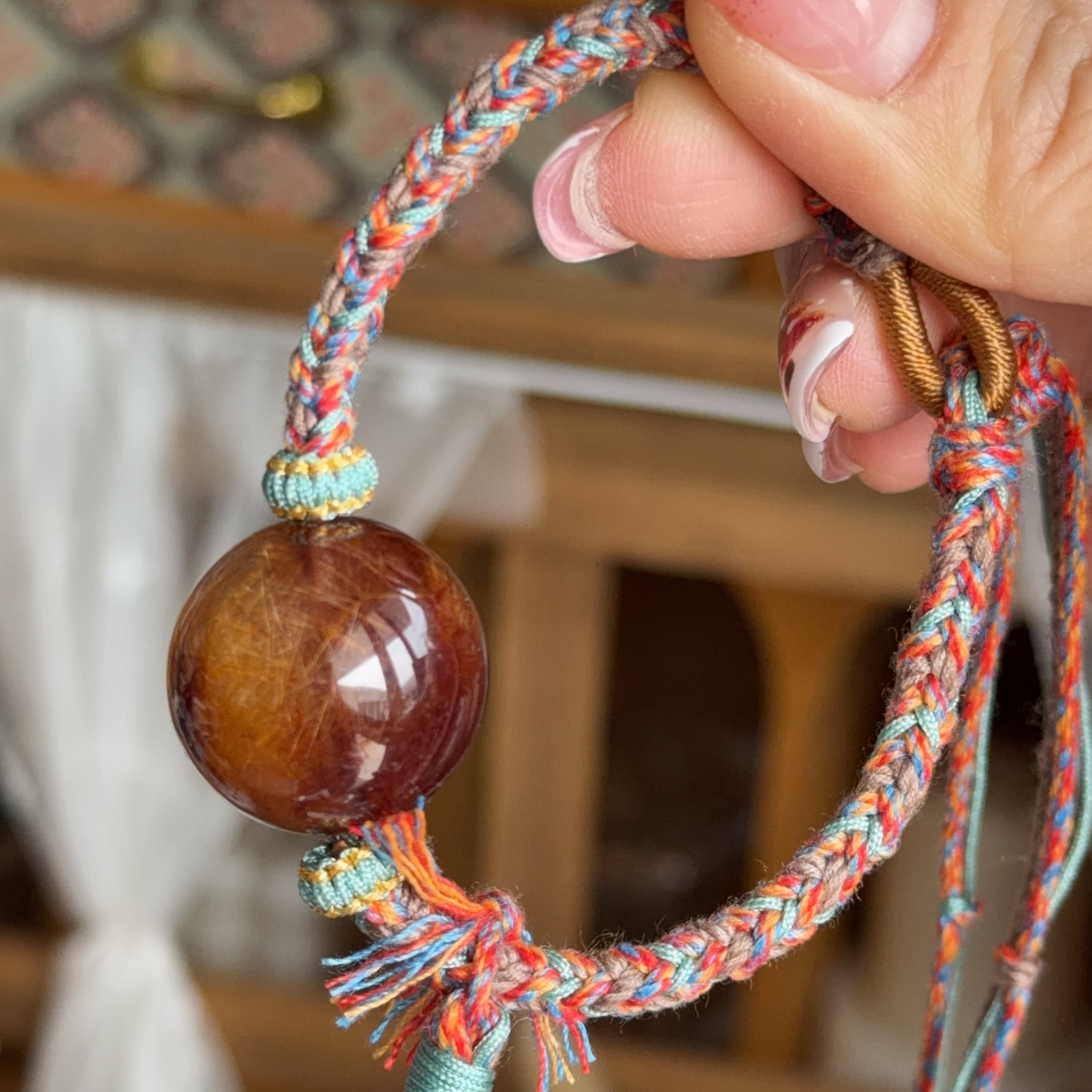 銅髮晶金髮晶共生襯手繩