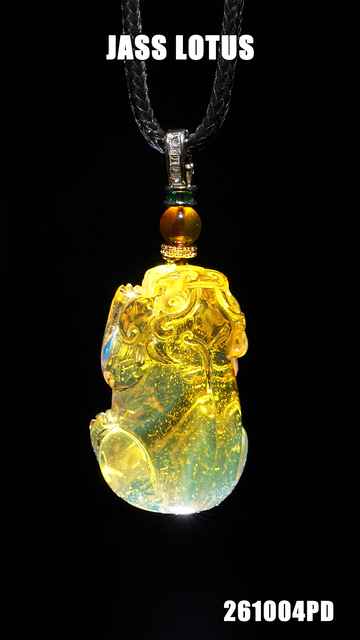 緬甸天然琥珀高藍雨花珀貔貅吊墜