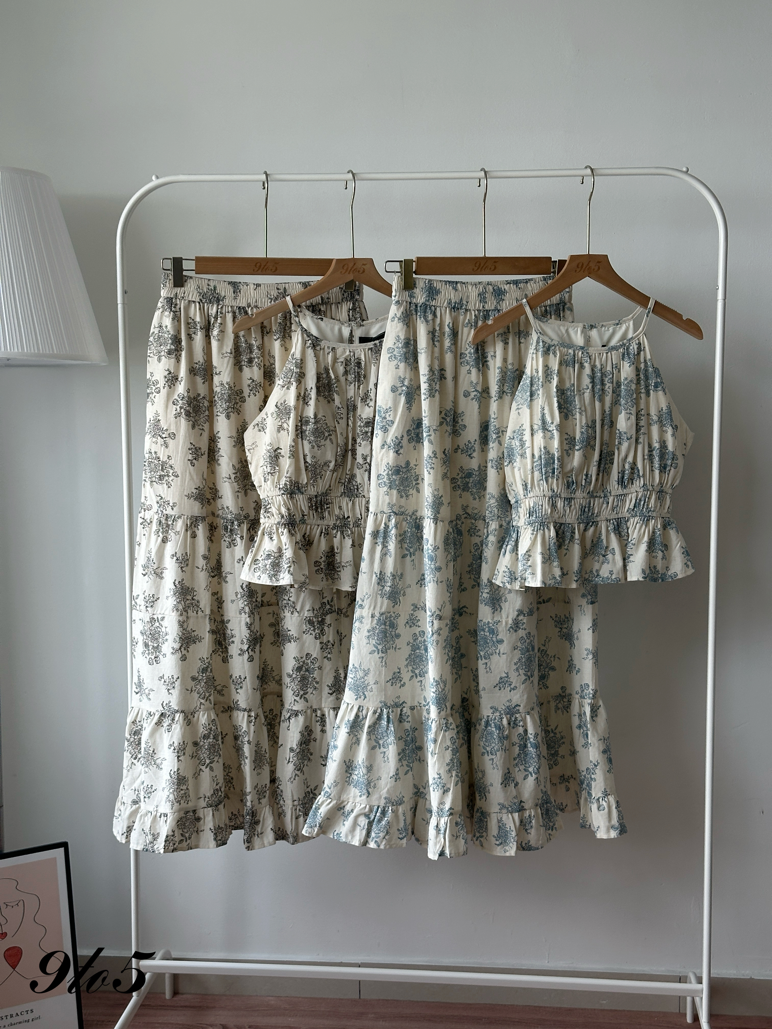 D2361 Floral Matching Set - Black & Blue