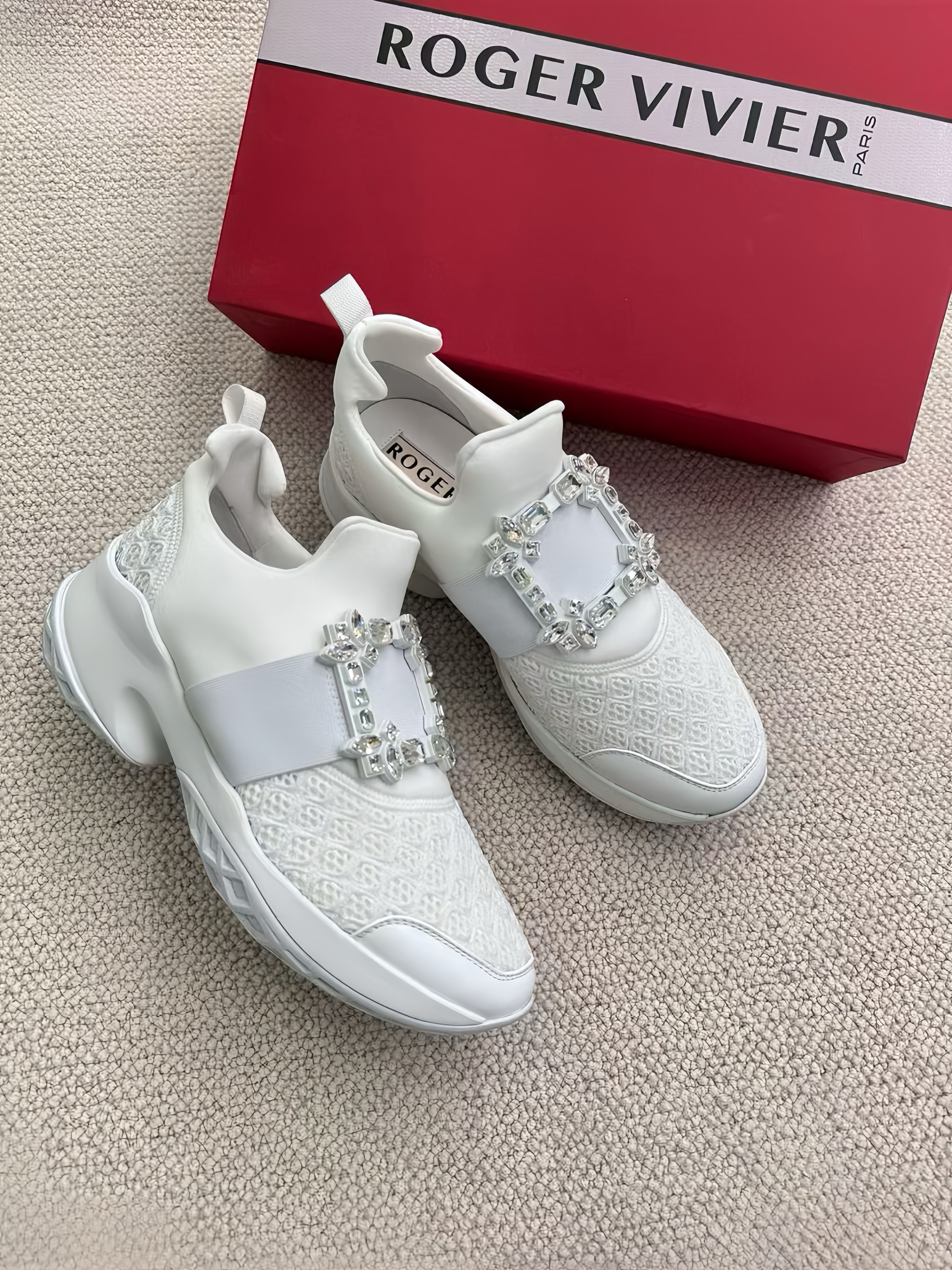 Roger Vivier Viv' Run 織物運動鞋 白色