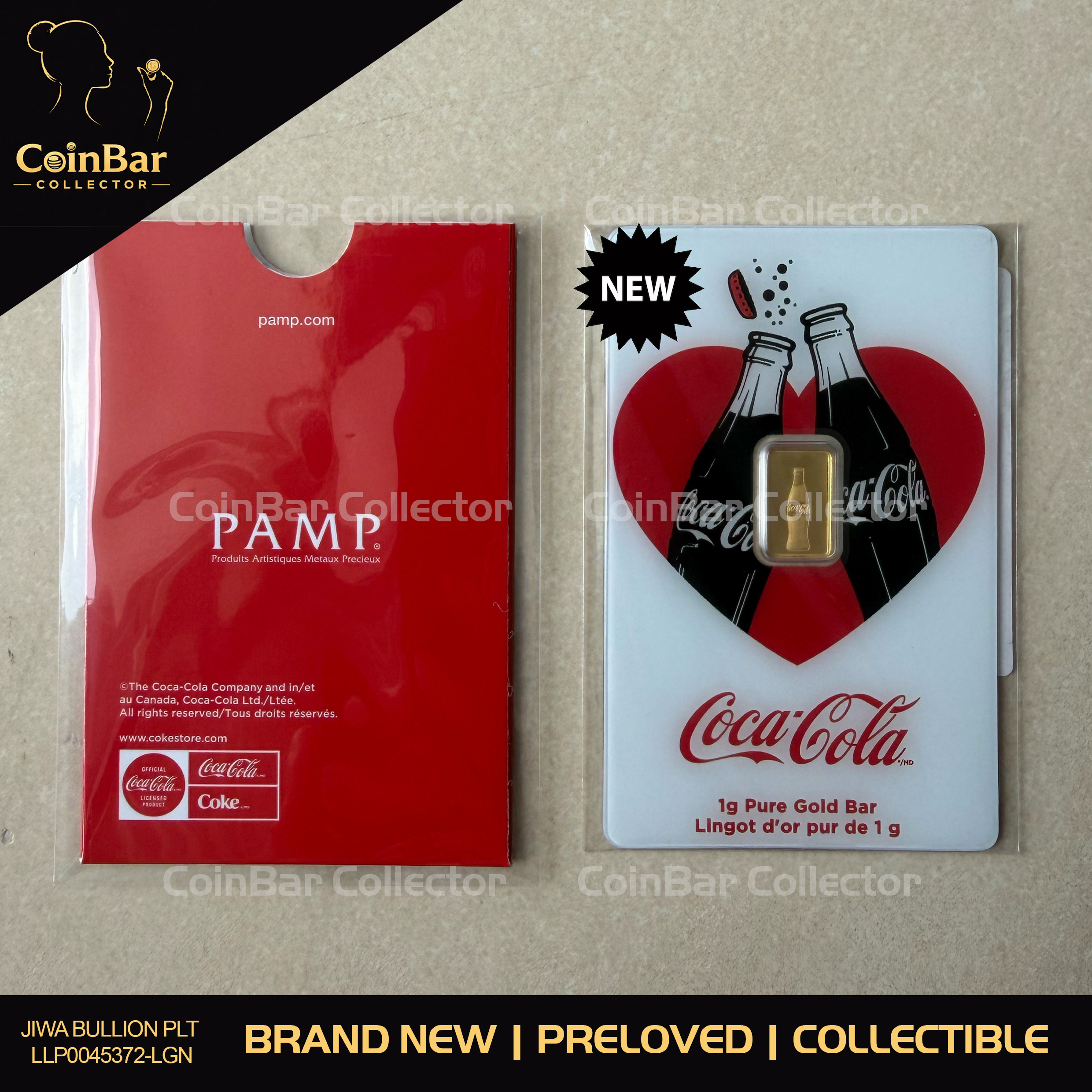 (SN:9977) PAMP Valentine’s Cola 1g 🇨🇭Swiss Fine Gold Bar Emas 999.9 with Sleeve 情人可乐