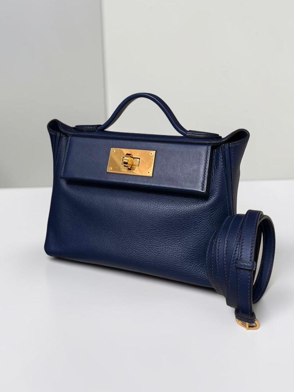 Hermes Mini 2424 Stamp Z Blue Nuit 100%Authentic, 98%New ✅Dust bag✅Box