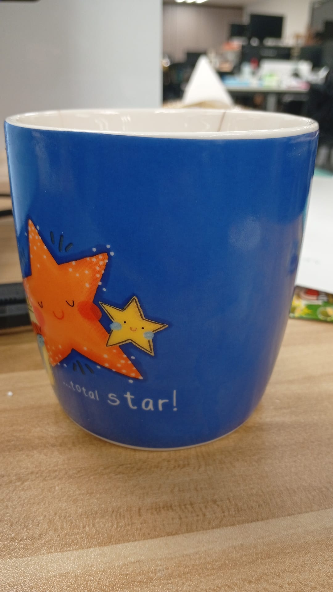 可愛星星圖案藍色陶瓷杯