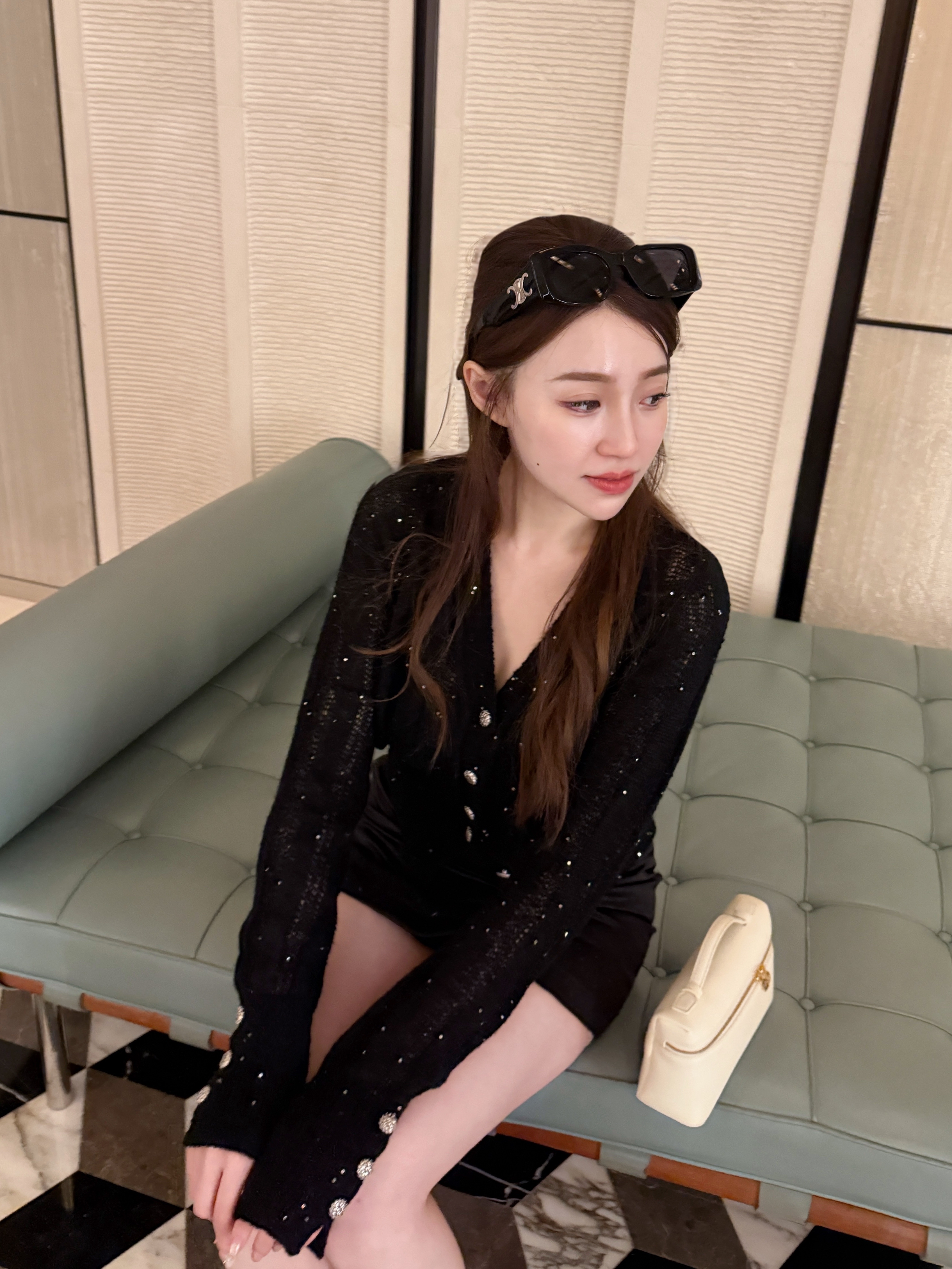 Old Money Shimmer V-Neck Cardigan
