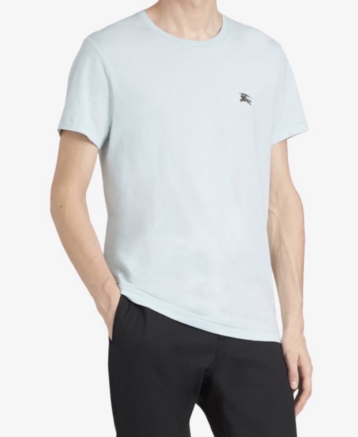 Burberry 經典車花logo tee 粉藍色tee xs