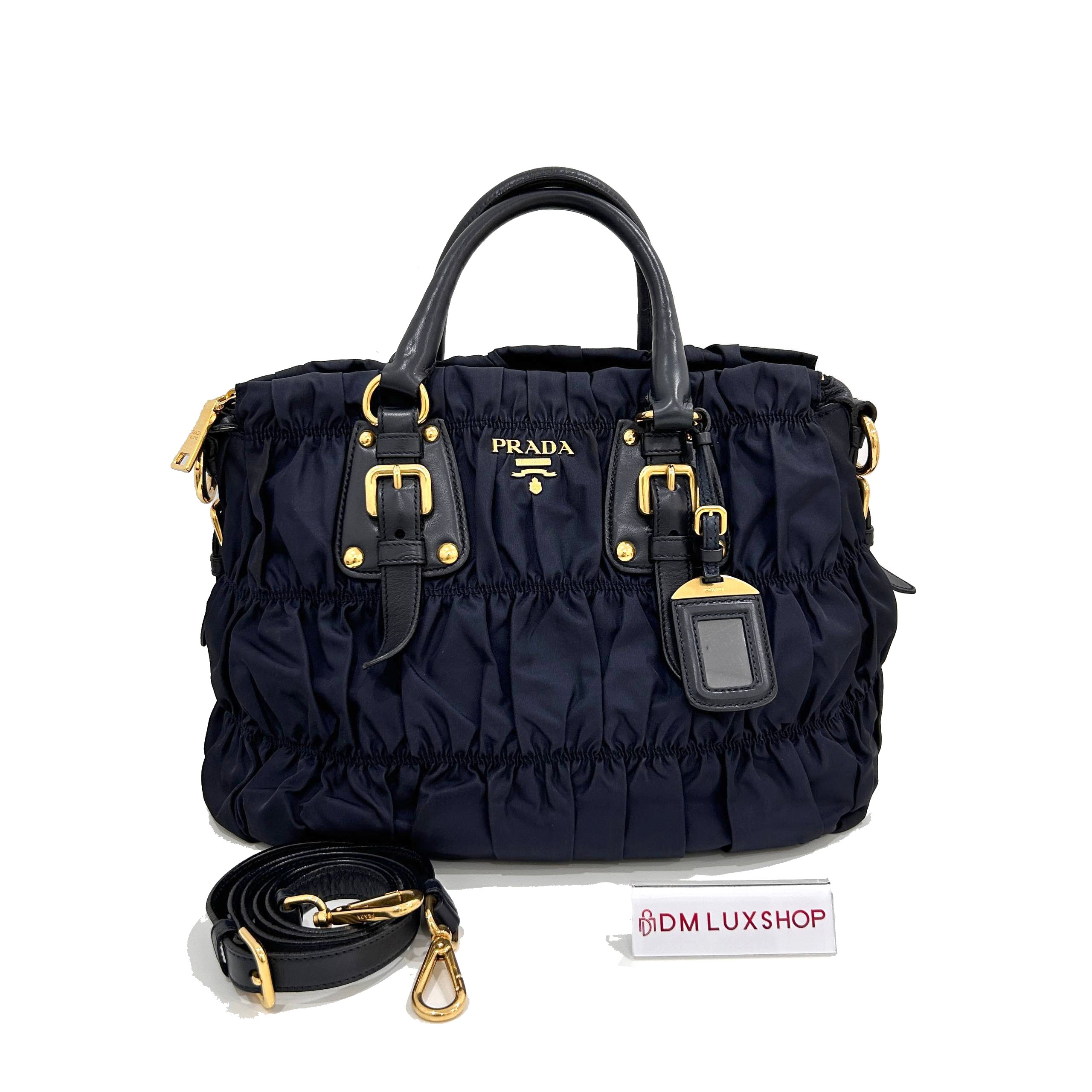 Prada Navy Nylon Tote GHW