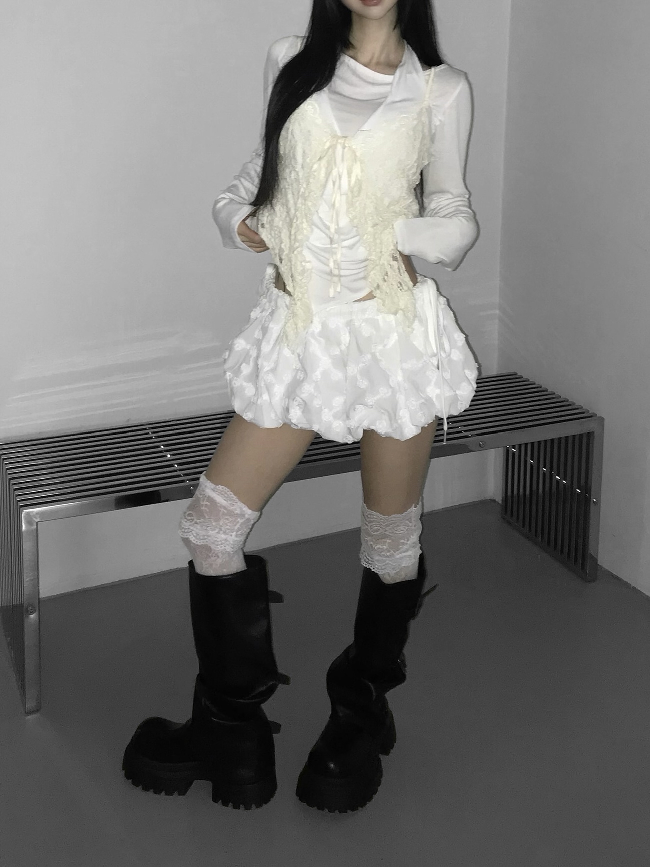 Sheer Lace Ruffled Cami