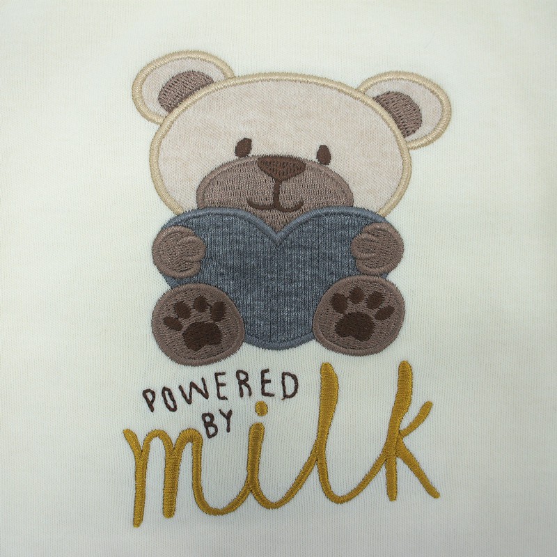 Trendyvalley Organic Cotton Short Sleeve Romper Milk Bear